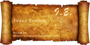 Ivicz Ervina névjegykártya